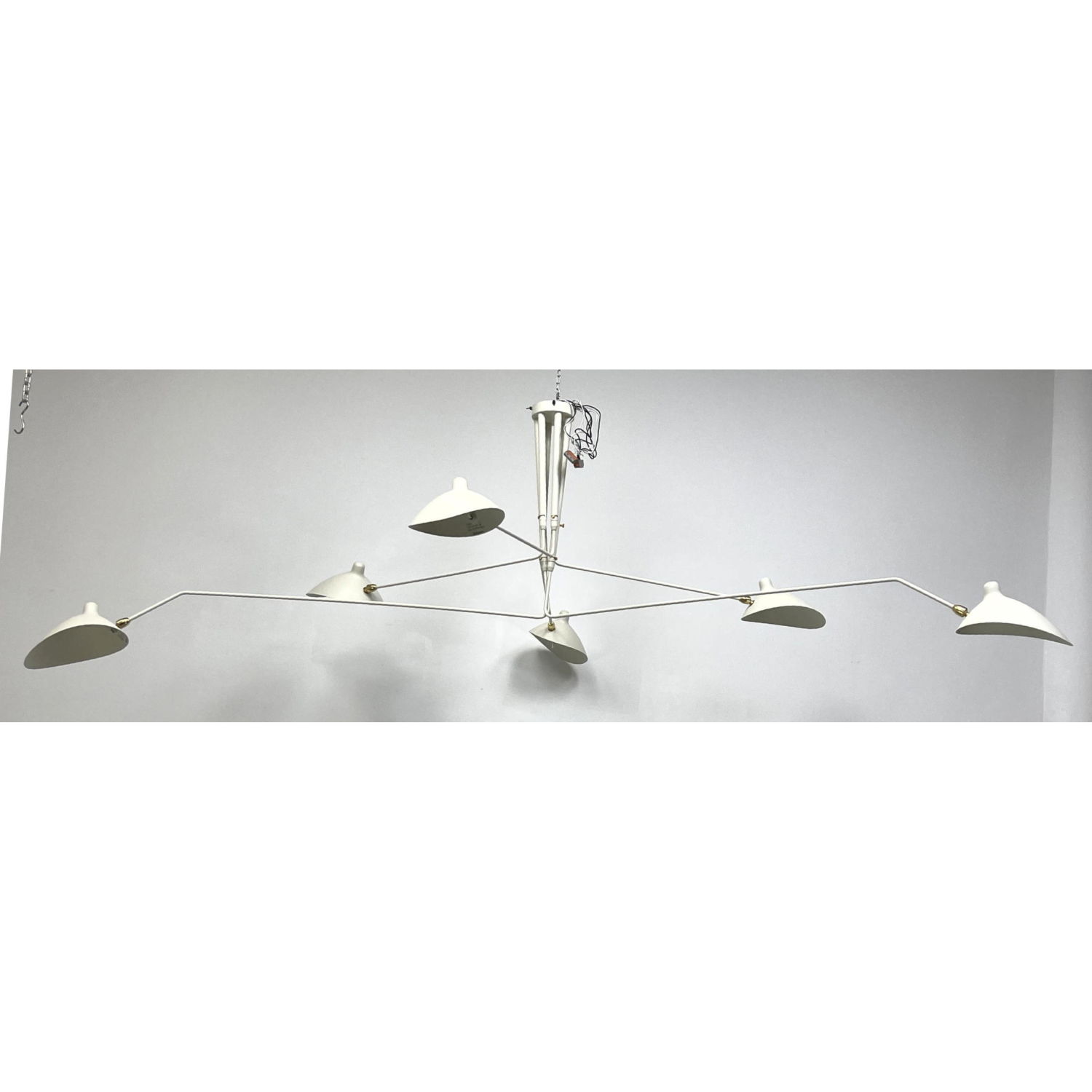 Appraisal: Serge Mouille Style Six Arm Hanging Chandelier STILNOVO Label White