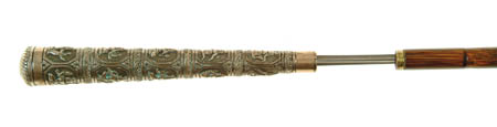 Appraisal: ORIENTAL SILVER HILT CANE The - silver plated handle has