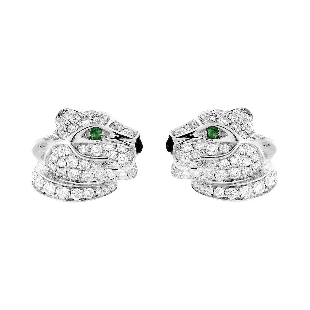 Appraisal: Cartier Diamond Panthere Ear Studs Cartier Carat Pave Set Diamond