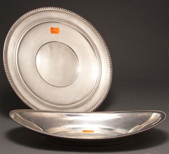 Appraisal: American silver cake plate Fisher and an American silver bread