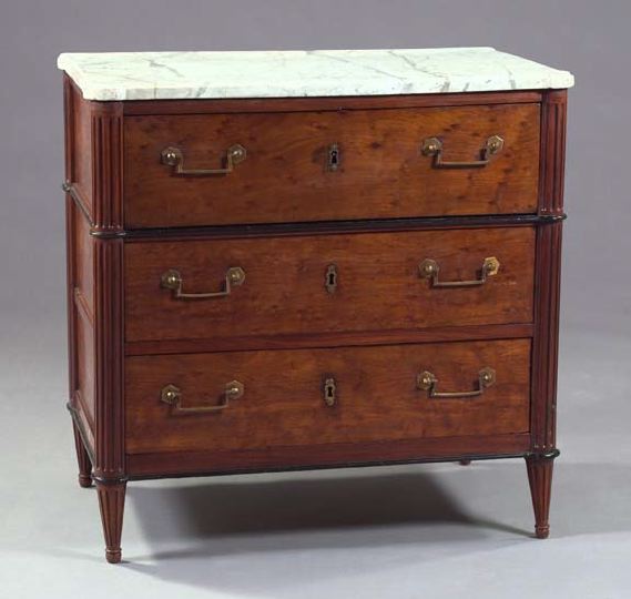 Appraisal: Louis XVI-Style Mahogany and Marble-Top Secretary Commode third quarter th