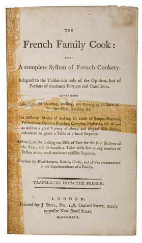 Appraisal: MENON - The French Family Cook being A Complete System