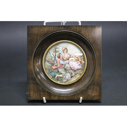 Appraisal: French miniature of lovers signed lower right approx cm Sq