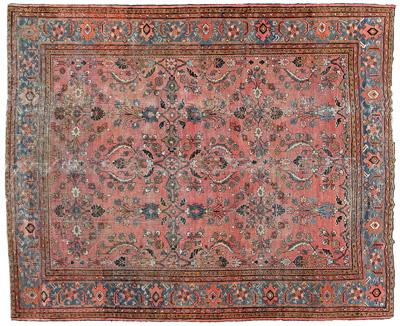 Appraisal: Mahal rug repeating floral designs on faded red field ft