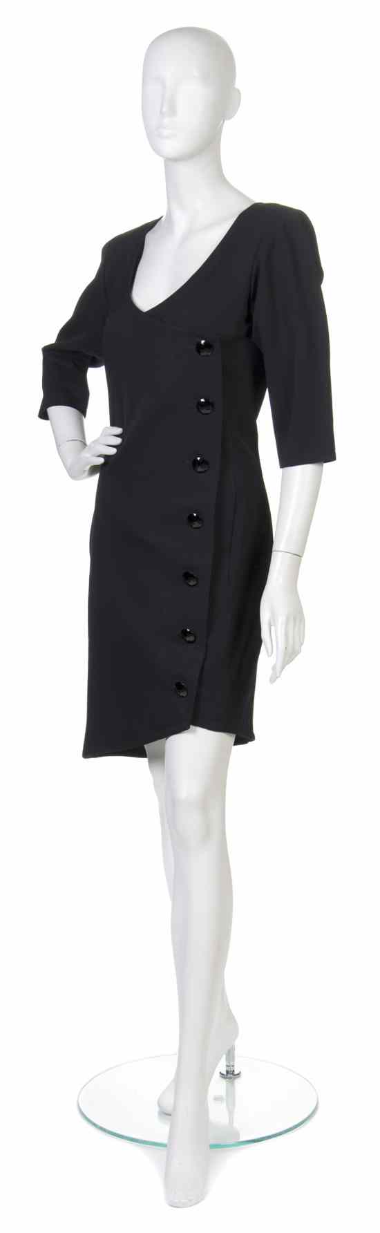 Appraisal: An Yves Saint Laurent Black Wool Cocktail Dress a scoop