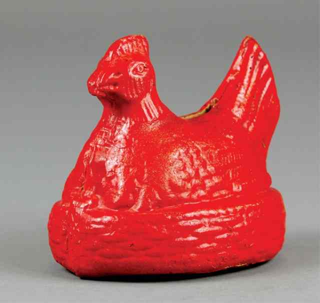 Appraisal: HEN ON NEST POTTERY STILL BANK Great form painted in