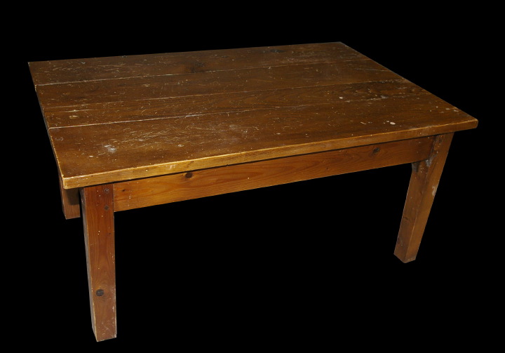 Appraisal: Antique Provincial Pine Plank-Top Work Table now reduced to coffee