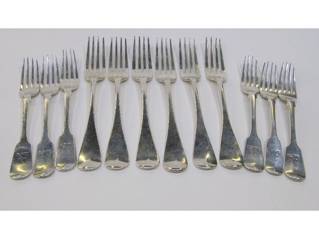 Appraisal: Lot comprising two sets of six Victorian silver dinner and