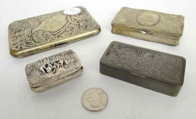 Appraisal: Lot including snuff boxes pewter box and cigarette case