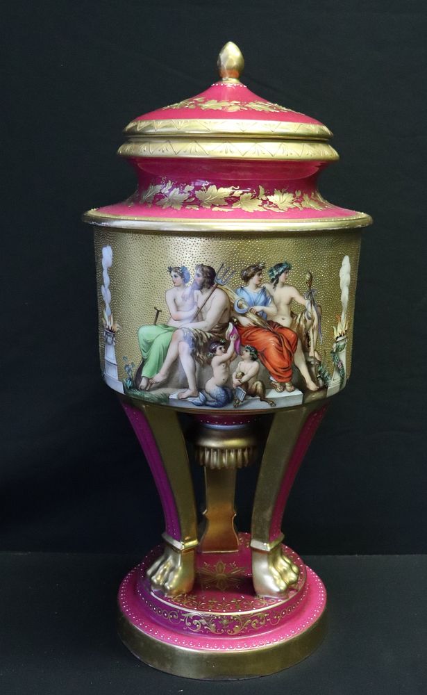 Appraisal: Royal Vienna Signed Gilt And Paint Decorated Lidded Urn Signed