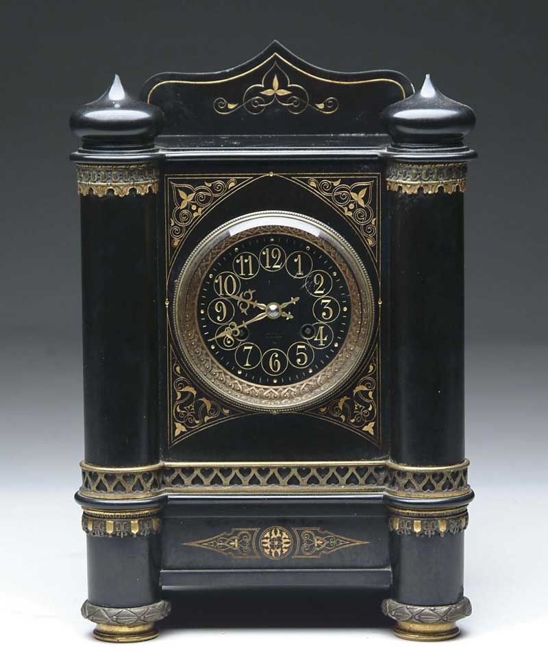 Appraisal: OUTSTANDING MARBLE MANTLE CLOCK BY TIFFANY COMPANY Interesting Moorish design