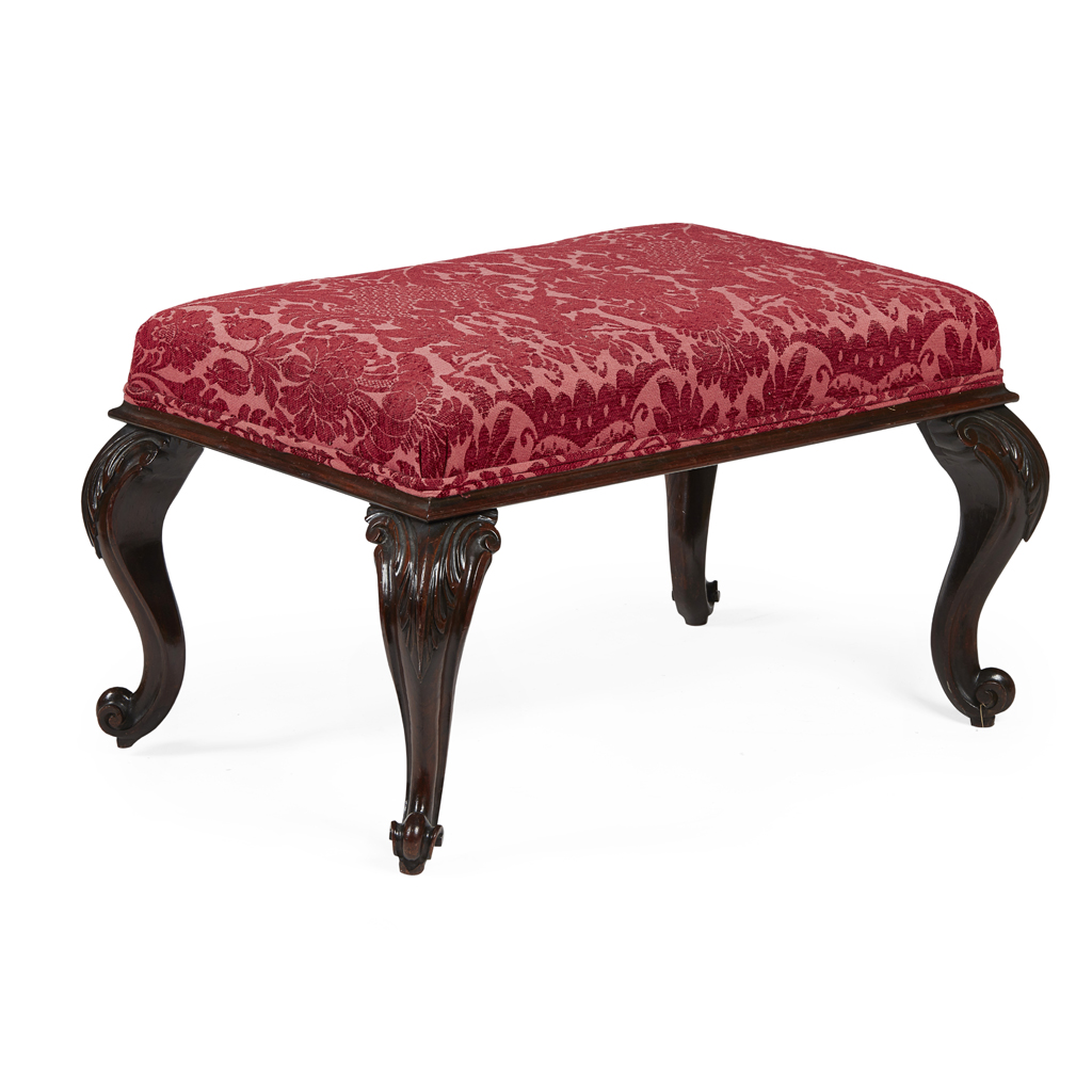 Appraisal: YVICTORIAN ROSEWOOD FOOTSTOOL MID TH CENTURY the padded rectangular seat