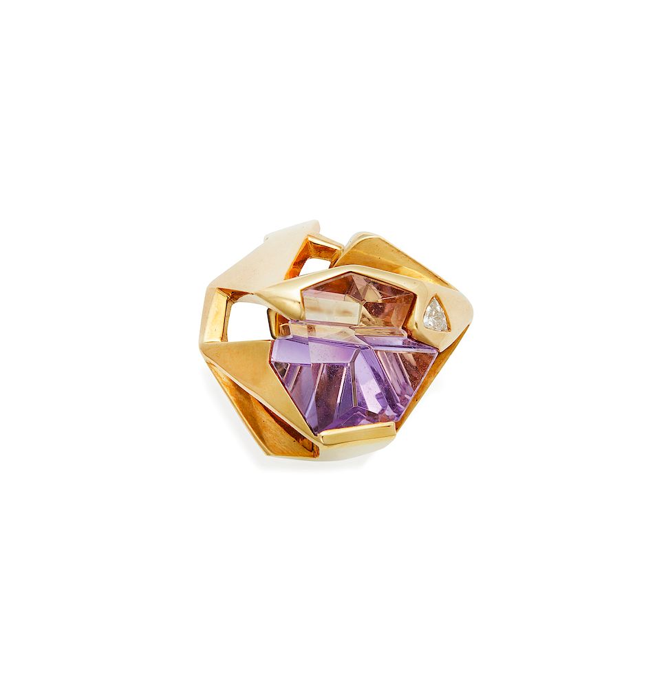 Appraisal: k Ametrine Diamond Ring k ametrine carat and trillion diamond