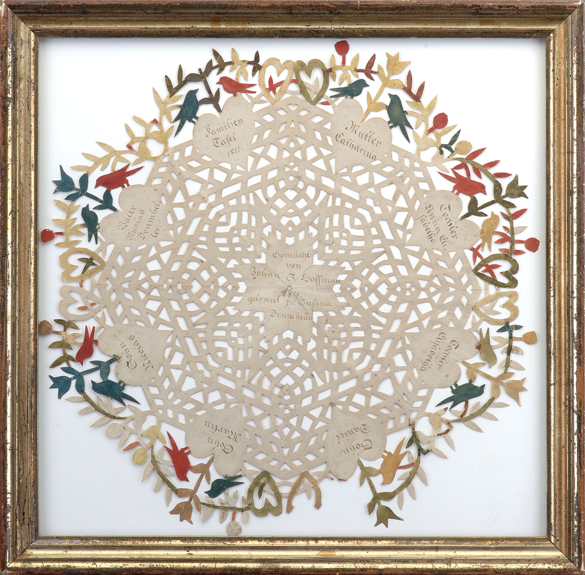 Appraisal: PENNSYLVANIA GERMAN LACY CUTWORK FAMILY TREE OF JOHAN G HOFFMAN