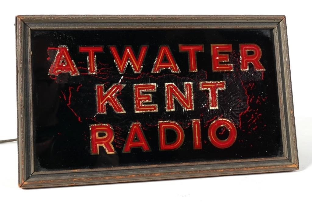 Appraisal: Antique Atwater Kent advertising sign Measures about x Works shipping