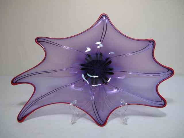 Appraisal: th C art glass center bowl Amethyst and red Signed