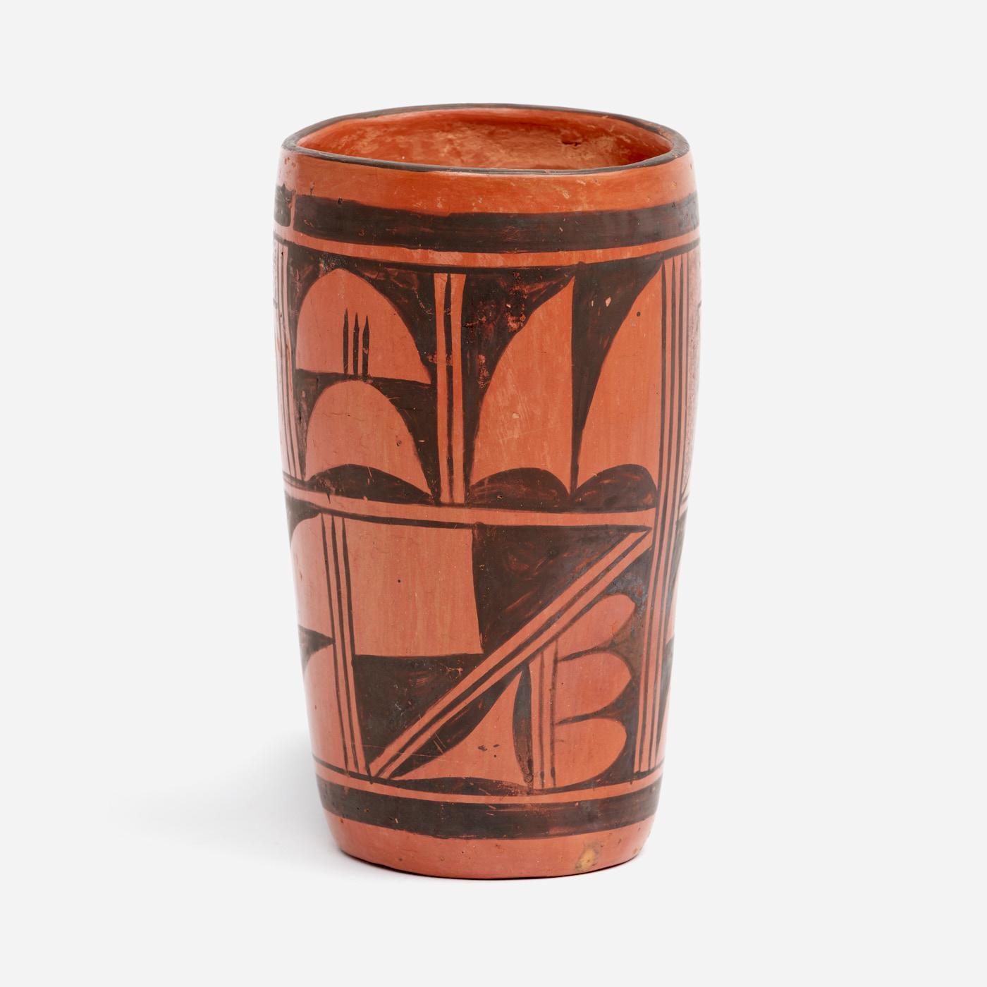 Appraisal: HOPI CYLINDRICAL JAR A Hopi pottery cylindrical jar or vase