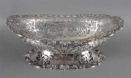 Appraisal: English reticulated sterling silver center-bowl James Dixon Son Sheffield -'