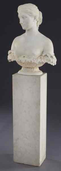 Appraisal: Hiram Powers marble bust of Proserpine accompanied by a marble