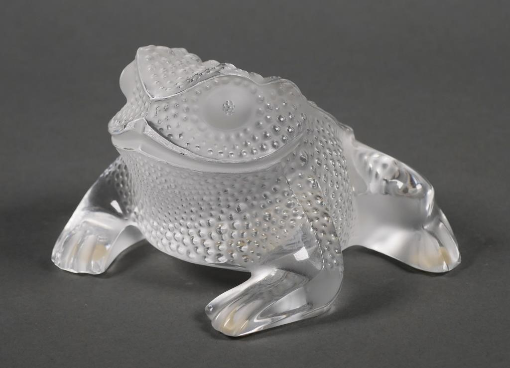 Appraisal: Lalique clear and frosted crystal toad Gregoire paperweight figurine Marked