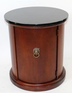 Appraisal: Mahogany round side table with black marble Mahogany round side