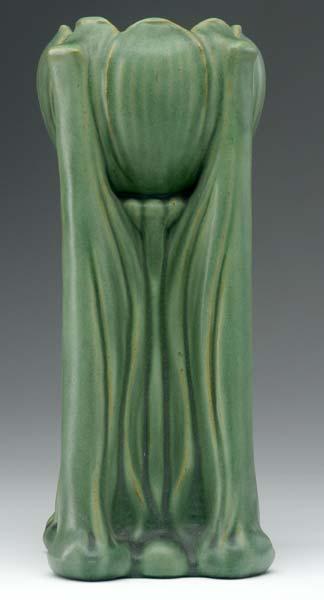 Appraisal: TECO Buttressed tulip vase covered in smooth finely charcoaled matte