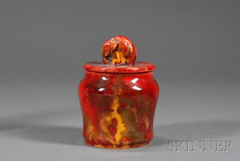 Appraisal: Royal Doulton Flambe Jar and Cover England c designed and