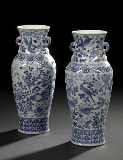 Appraisal: Pair of Chinese Export Blue and White Porcelain Vases th