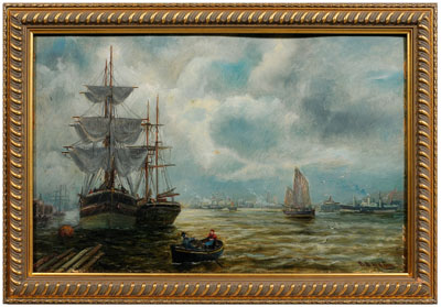 Appraisal: Bernard Benedict Hemy British - Busy Harbor Scene signed lower