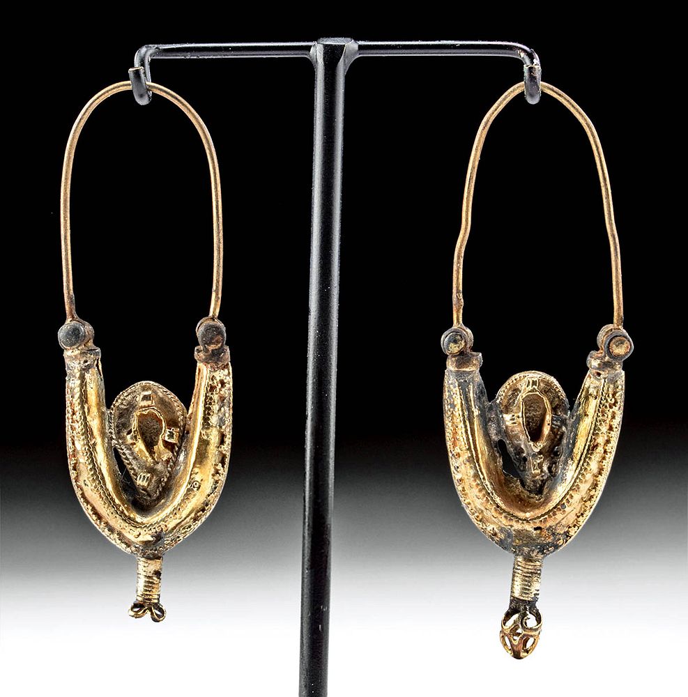 Appraisal: Matched Pair of Byzantine Gold Crescent Earrings - g Near