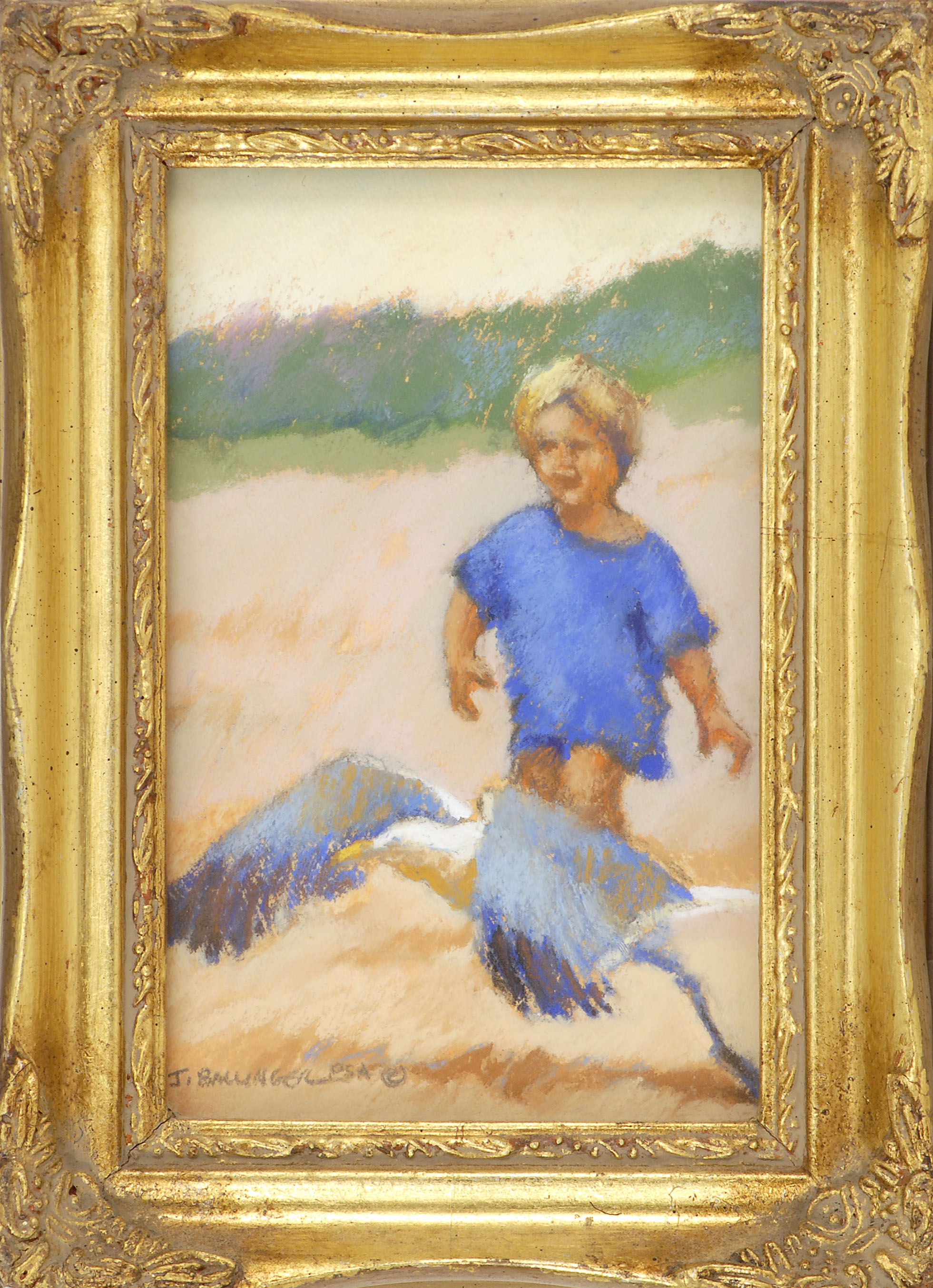 Appraisal: JOANN BALLINGERConnecticut ContemporaryA child chasing a seagull Signed lower left