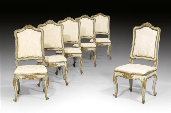 Appraisal: SET OF PAINTED CHAIRS A LA REINE Louis XV probably