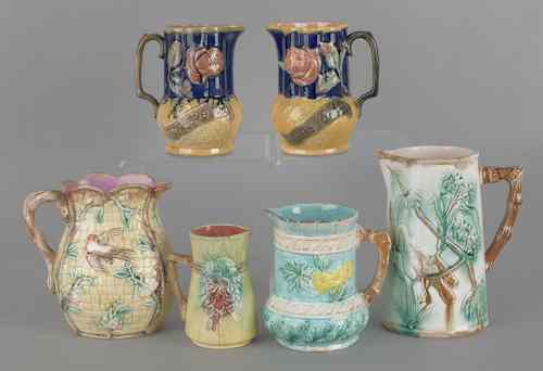 Appraisal: Six majolica pitchers tallest - h