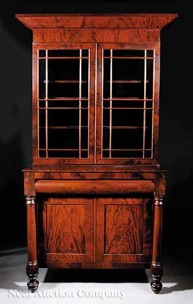 Appraisal: An American Late Classical Mahogany Bookcase and Cabinet early th