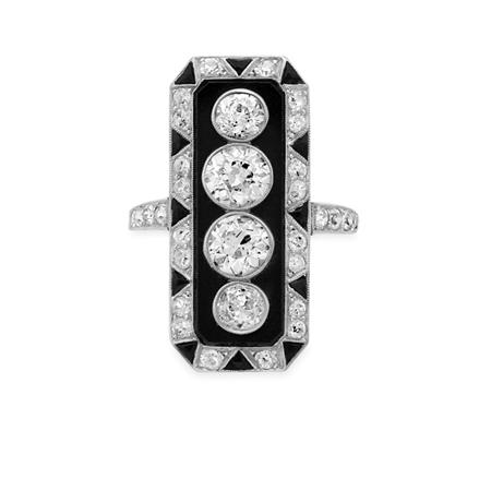 Appraisal: Art Deco Diamond and Black Onyx Ring Estimate -