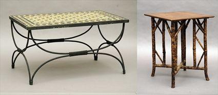 Appraisal: Victorian Bamboo Side Table Together with a tile-top low table