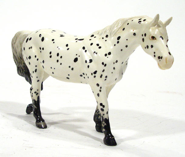 Appraisal: Hand painted Beswick black and white spotted horse printed factory