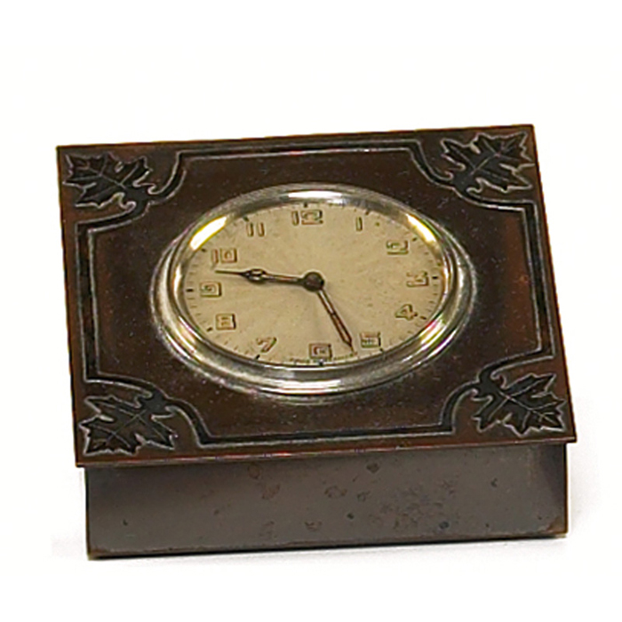 Appraisal: Silver Crest clock bronze with an applied leaf design original