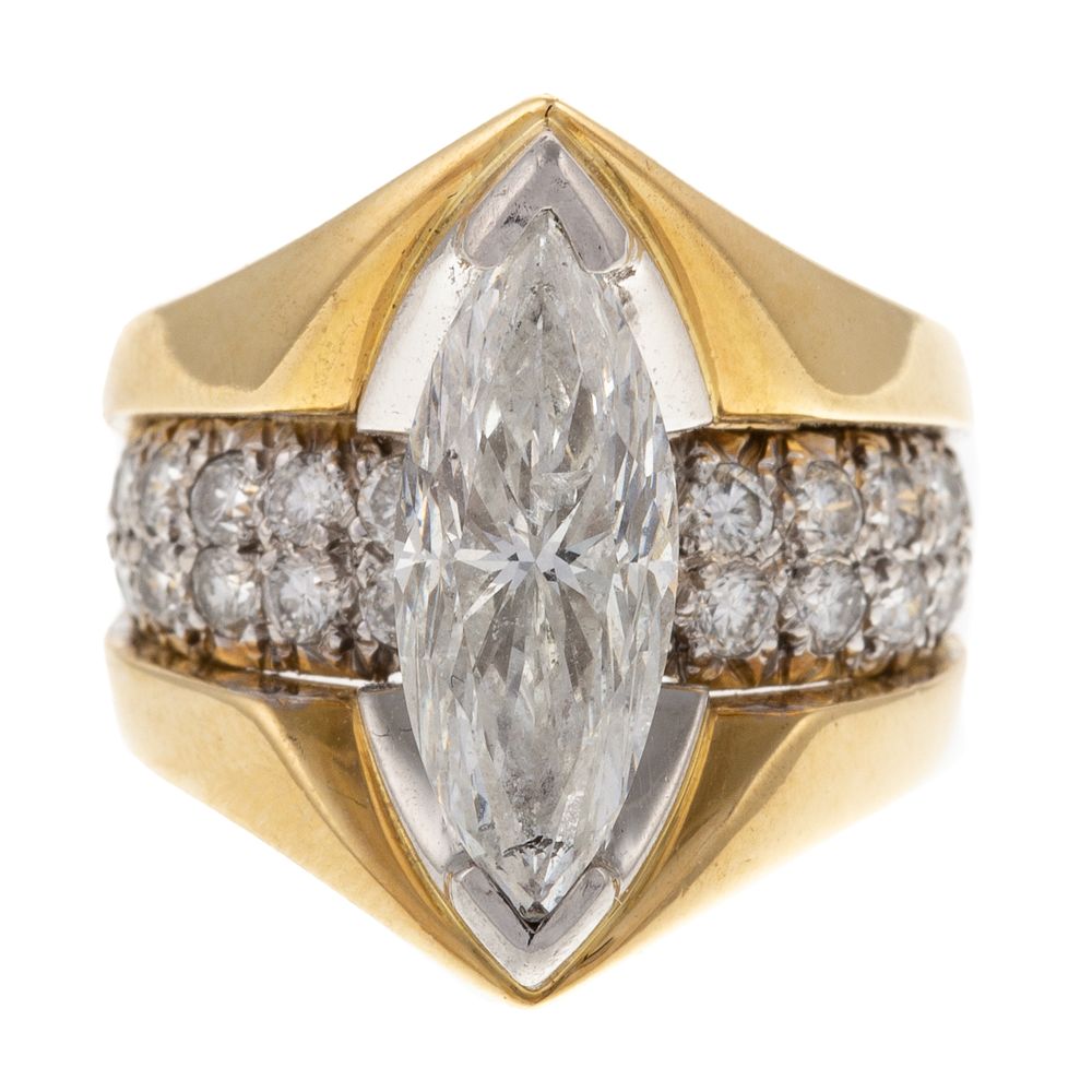 Appraisal: A Kurt Wayne Marquise Diamond Ring in K Plat K