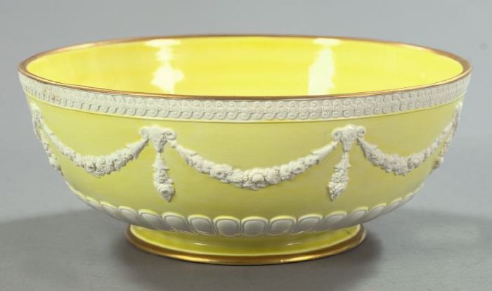 Appraisal: Attractive Large Mottahedeh Italian Yellow and White Pottery Fruit Bowl