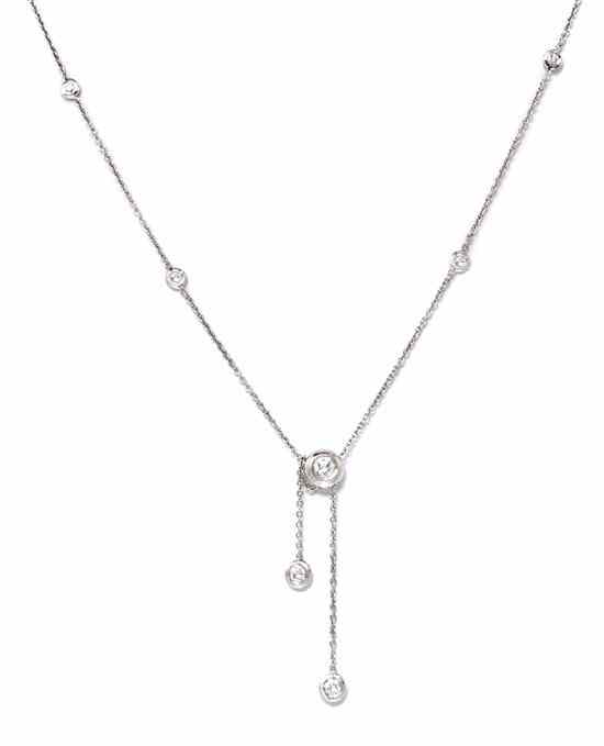 Appraisal: An Karat White Gold and Diamond Necklace in a lariat