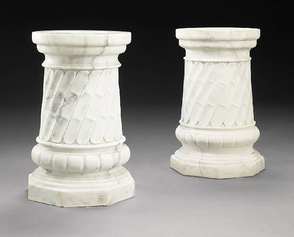 Appraisal: A pair of Neoclassical style marble pedestals modern Each with