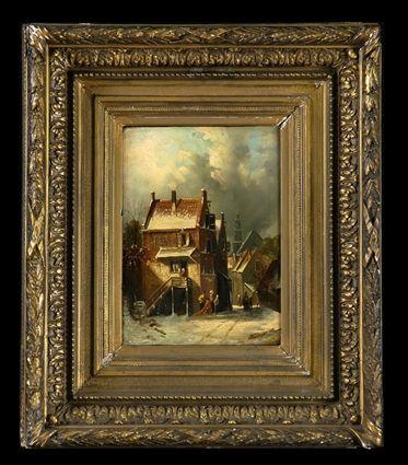 Appraisal: CHARLES LEICKERT - DUTCH TOWN IN WINTER Oil on wood