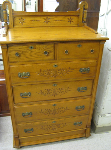 Appraisal: LATE VICTORIAN OAK CHEST OF DRAWERS Eastlake influence American late