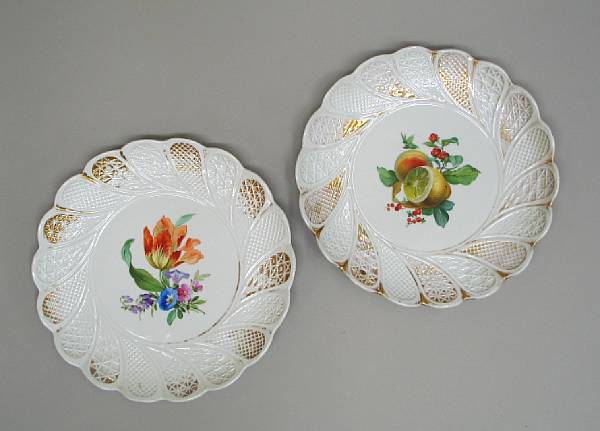 Appraisal: A pair of Meissen porcelain relief molded plates early th