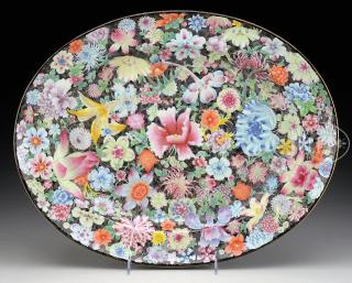 Appraisal: MILLEFLEUR PORCELAIN PLATTER China early th century The oval platter