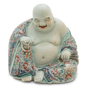 Appraisal: A Chinese Famille Rose Porcelain Figure of Buddha EARLY TH