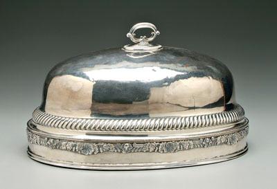 Appraisal: Old Sheffield plated meat cover oval dome gadroon border no