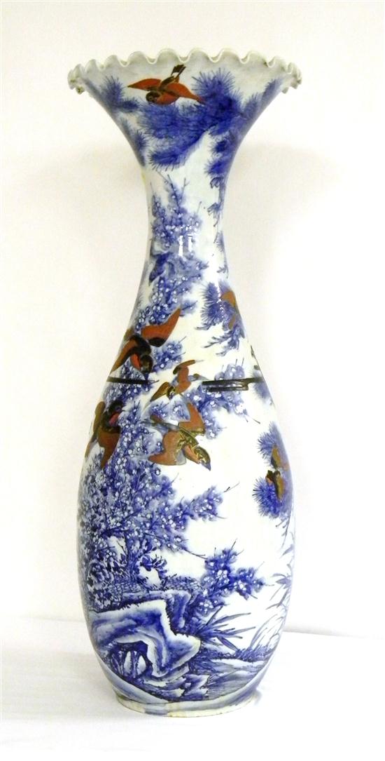 Appraisal: Japanese porcelain vase Imari palette clobbered decoration with lacquer birds