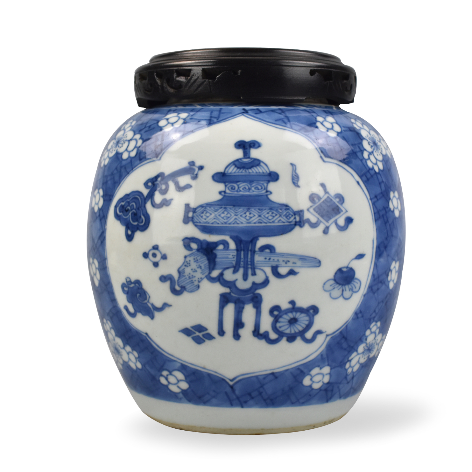 Appraisal: A Chinese Kangxi Period blue white jar decorated with antiques